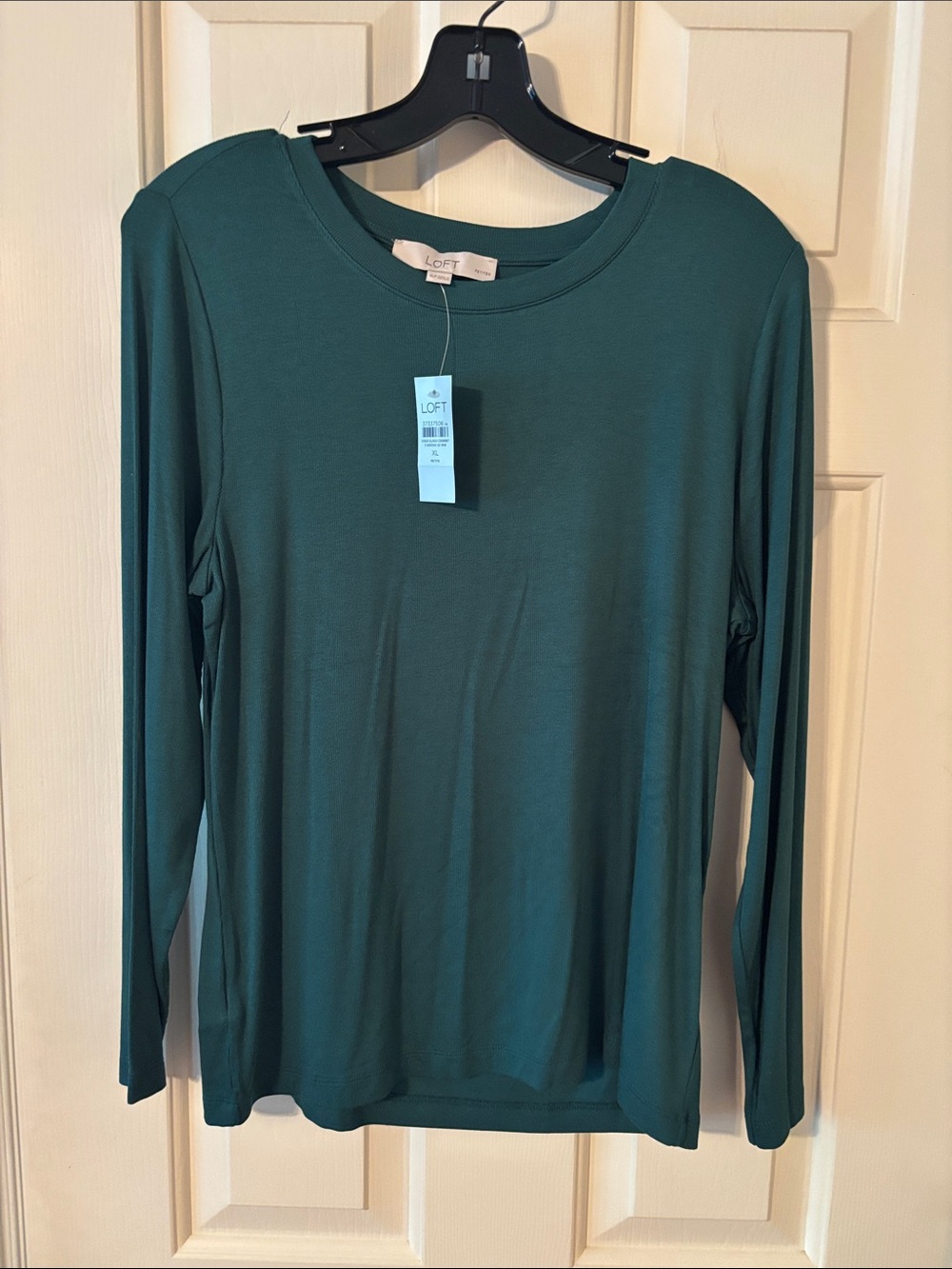 LOFT Long-Sleeve Crewneck Top in Deep Teal